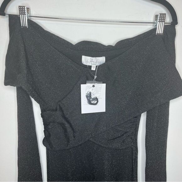 L'Academie  Lillia Knit Dress Black M - Picture 4 of 8